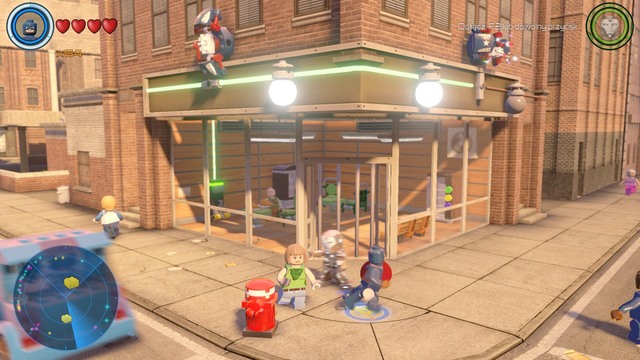 In the shop in the central part you will find a civilian - Golden bricks - Southern Manhattan - secrets - LEGO Marvels Avengers - Game Guide and Walkthrough