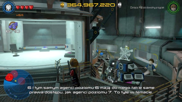 Seventh one is behind the web in the cell shown on the picture - Side missions - S.H.I.E.L.D. Helicarrier - secrets - LEGO Marvels Avengers - Game Guide and Walkthrough