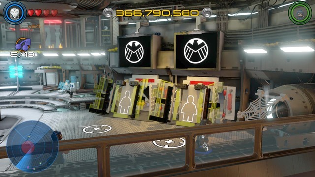 Ninth one is in the room where you create character, in the upper corner, behind a web - Side missions - S.H.I.E.L.D. Helicarrier - secrets - LEGO Marvels Avengers - Game Guide and Walkthrough