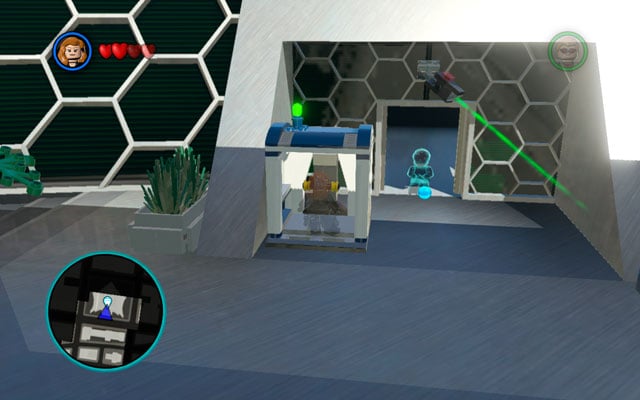 Use Hawkeyes rope arrow to yank the closed gate, so the passage could be open - Times Square / Oscorp | Walkthrough - Walkthrough - LEGO Marvel Super Heroes Game Guide & Walkthrough