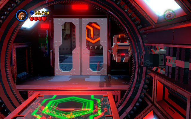 In next corridor some cameras are located, so you should use Black Widows invisibility skill to avoid them - Exploratory Laboratory | Walkthrough - Walkthrough - LEGO Marvel Super Heroes Game Guide & Walkthrough