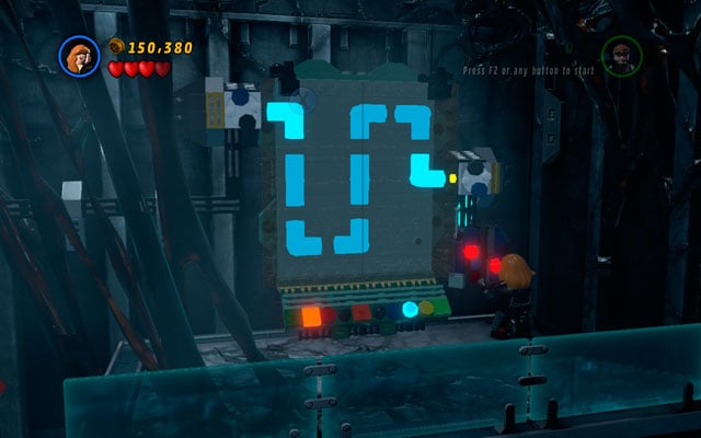 Switch into Black Widow and jump through the poles heading to the computer on the right - Exploratory Laboratory | Walkthrough - Walkthrough - LEGO Marvel Super Heroes Game Guide & Walkthrough