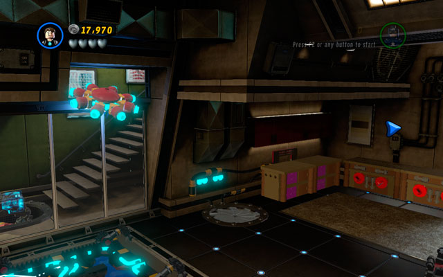 Take control over the disk and fly up, passing through the gap located above the window - Rebooted, Resuited | Walkthrough - Walkthrough - LEGO Marvel Super Heroes Game Guide & Walkthrough