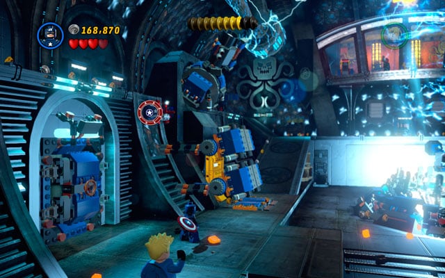 When the stage is partially clear (notice that enemies will appear endlessly), turn to the left and search for some bricks scattered under the cannon - Red Head Detention | Walkthrough - Walkthrough - LEGO Marvel Super Heroes Game Guide & Walkthrough