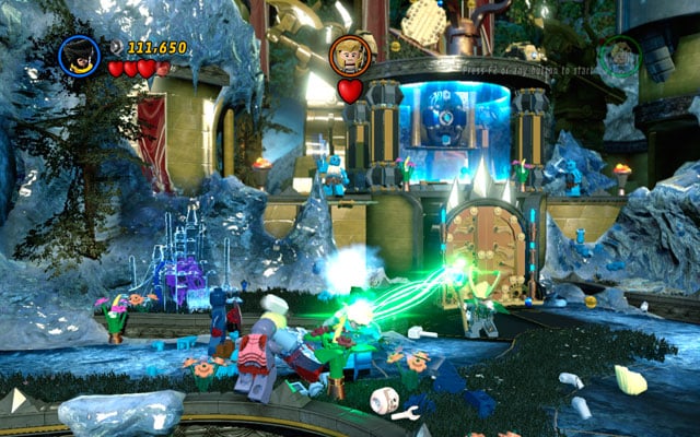 Defeat a group of frost giants, then approach to Loki - Bifrosty Reception | Walkthrough - Walkthrough - LEGO Marvel Super Heroes Game Guide & Walkthrough