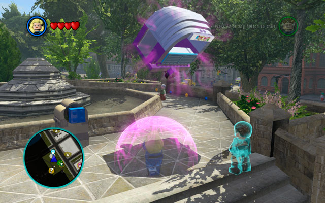 After ending the mission Juggernauts and Crosses you should turn right and head to the Central Park, searching for the circus tent (look at the depicting arrow, your minimap suggestions and a phantom lego character to find the right way) - New York - part 4 | Walkthrough - Walkthrough - LEGO Marvel Super Heroes Game Guide & Walkthrough