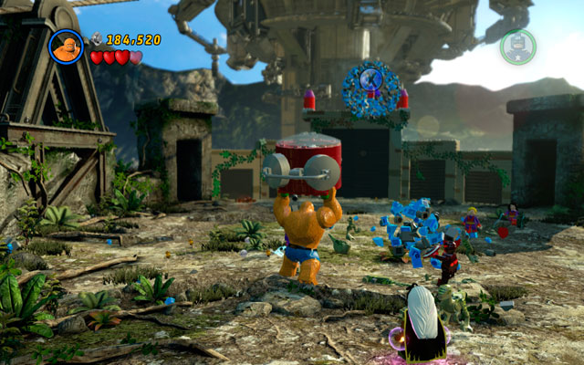 In second round act in the same way - the only difference is that you will have to use an alarm clock instead of anvil - Rapturous Rise | Walkthrough - Walkthrough - LEGO Marvel Super Heroes Game Guide & Walkthrough