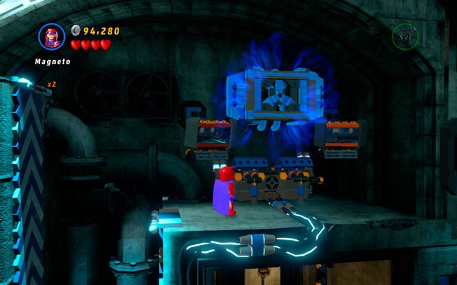 Jump between two blue-and-white walls to climb on the ramp - Red Head Detention | Minikit Sets - Minikit Sets - LEGO Marvel Super Heroes Game Guide & Walkthrough