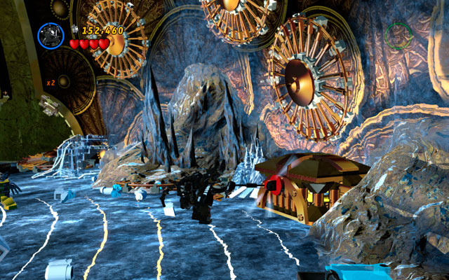 In the same room turn right and approach to the chest with an attachable point - Bifrosty Reception | Minikit Sets - Minikit Sets - LEGO Marvel Super Heroes Game Guide & Walkthrough