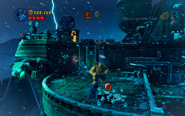 Choose The Beast or Wolverine and head to the left part of the castle, searching for the sand pile - Doctor in the House | Minikit Sets - Minikit Sets - LEGO Marvel Super Heroes Game Guide & Walkthrough