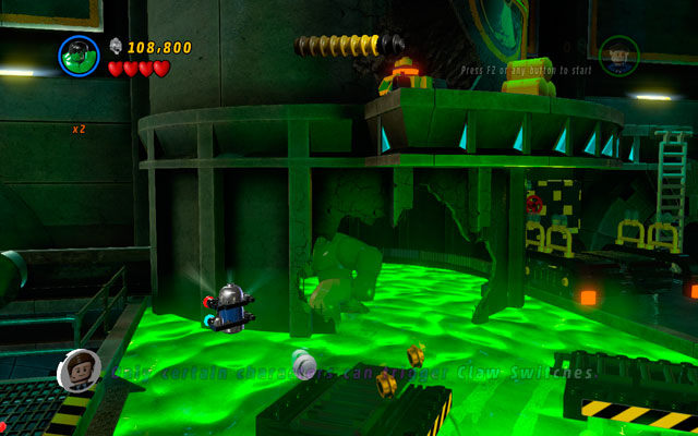 Go to the right, heading to the first pool of acid - pierce a silo wall using Hulk and enter it - Taking Liberties | Minikit Sets - Minikit Sets - LEGO Marvel Super Heroes Game Guide & Walkthrough