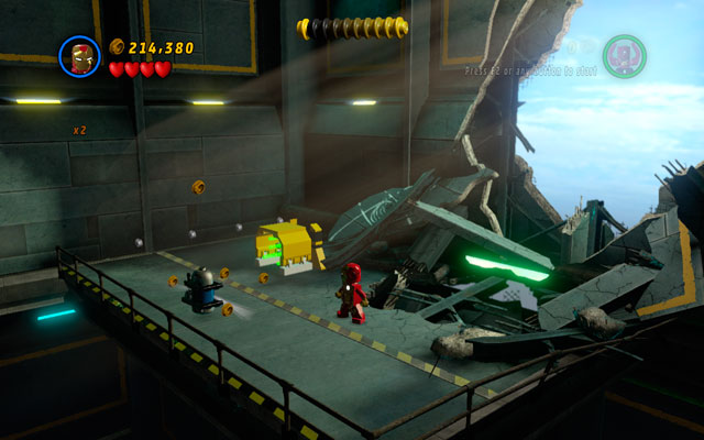 Go to the next location and fly up, then turn to the interior-left part of the stage (head to the inside of it) - Taking Liberties | Minikit Sets - Minikit Sets - LEGO Marvel Super Heroes Game Guide & Walkthrough