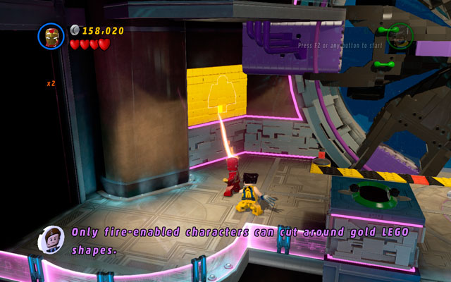 Melt a golden wall under mentioned room using a fire beam and then melt a golden monument - A Doom With a View | Minikit Sets - Minikit Sets - LEGO Marvel Super Heroes Game Guide & Walkthrough