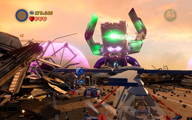 Go to the location where a golden wall was standing (you have already destroyed it - see minikit 6) and turn left - The Good, the Bad and the Hungry | Minikit Sets - Minikit Sets - LEGO Marvel Super Heroes Game Guide & Walkthrough