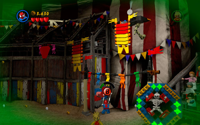 Switch into Spider-Man and go to the right side of the arena using your sixth sense - Deadpool Bonus Missions | Stan Lee in Peril - Stan Lee in Peril - LEGO Marvel Super Heroes Game Guide & Walkthrough