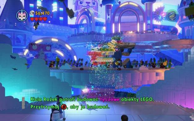 Uni-Kitty can reconstruct the rainbow-colored bricks - Welcome to Cloud Cuckoo Land - The story mode - The LEGO Movie Videogame - Game Guide and Walkthrough