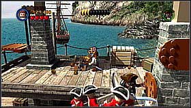 Next go to the most protruding pier and lift the winch - Port Royale - walkthrough - The Curse of the Black Pearl - LEGO Pirates of the Caribbean: The Video Game - Game Guide and Walkthrough