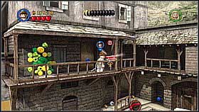 Bottle 7 - In the courtyard on the right from the gate to the docks you can find many silver barrels - Port Royale - bottles - The Curse of the Black Pearl - LEGO Pirates of the Caribbean: The Video Game - Game Guide and Walkthrough