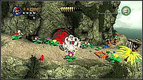 Bottle 4 - In the same location where you found bottle number 3 in the small village on the hill look for the spyglass using Jack's compass - Pelegosto - bottles - Dead Man's Chest - LEGO Pirates of the Caribbean: The Video Game - Game Guide and Walkthrough