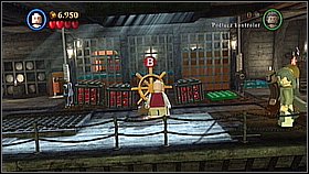 Take the chest with dynamite to the elevator (the green place) - Kraken - walkthrough - Dead Man's Chest - LEGO Pirates of the Caribbean: The Video Game - Game Guide and Walkthrough