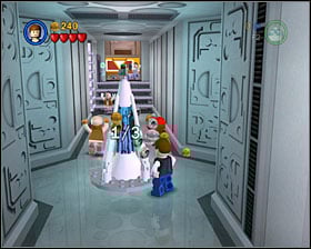 In the first corridor there's a blue and white mechanism that you can fix - Betrayal Over Bespin - Freeplay Mode - Episode V - LEGO Star Wars II: The Original Trilogy - Game Guide and Walkthrough