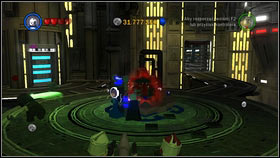 On the upper circle of the room below the bridge [M1 - Red Bricks - Republic Ship - p. 1 - Other - LEGO Star Wars III: The Clone Wars - Game Guide and Walkthrough