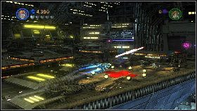 Fly up to the two engines, fly between them and press U once a white arrow appears above the ship - General Grievous - p. 3 - Story mode - LEGO Star Wars III: The Clone Wars - Game Guide and Walkthrough