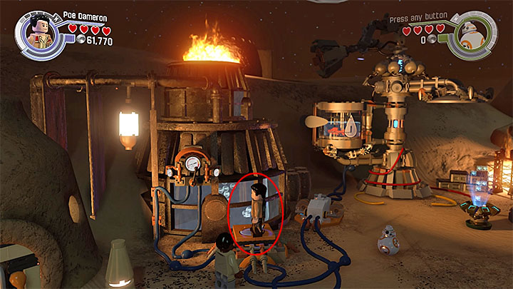 The next step is to bring the water from the large tank to the irrigator - Chapter 1 - Assault on Jakku | Walkthrough - Story Mode - LEGO Star Wars: The Force Awakens Game Guide