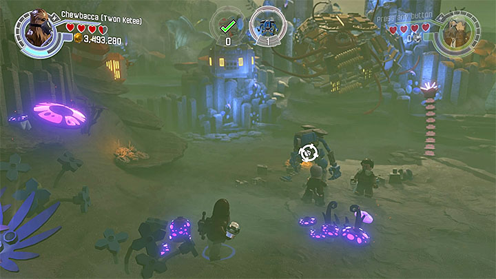 You can throw the bomb at the droid - Rathtar Hunting | Walkthrough - Side missions - LEGO Star Wars: The Force Awakens Game Guide