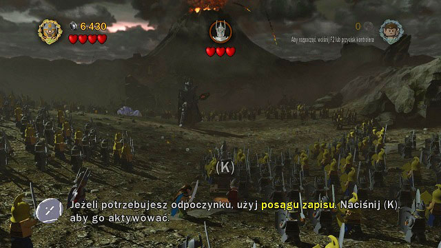 Before you head to face the Dark Lord, you can use the nearby the save statue (K) - Prologue - Walkthrough - Act I - LEGO The Lord of the Rings - Game Guide and Walkthrough