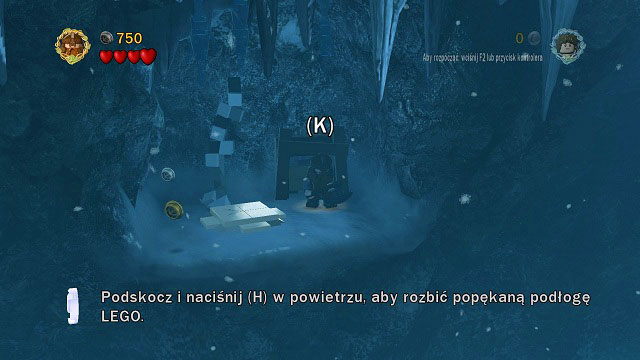 You will reach a small cave with another cracked LEGO tile - this time it's on the ground - The Pass of Caradhras - Walkthrough - Act I - LEGO The Lord of the Rings - Game Guide and Walkthrough