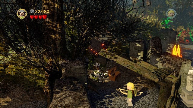 #3 - After pushing down the pillar from the platform on which Legolas was standing - Amon Hen - p. 1 - Collectibles - LEGO The Lord of the Rings - Game Guide and Walkthrough