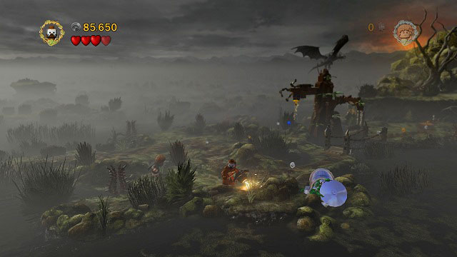 As you reach the section with the bridge and rope hook, you will have to move a bit towards the camera - The Dead Marshes - Collectibles - LEGO The Lord of the Rings - Game Guide and Walkthrough