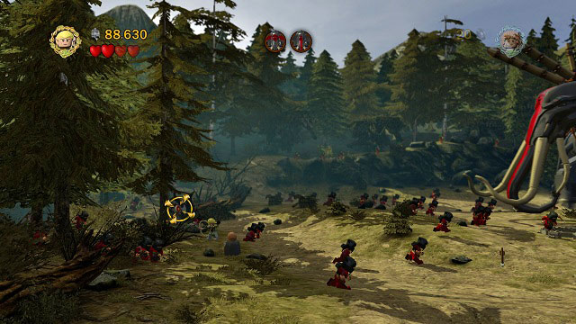 Also during the fight with the Mumakils; you need to choose a character armed with a bow and destroy 5 targets appearing around the location - The Dead Marshes - Collectibles - LEGO The Lord of the Rings - Game Guide and Walkthrough
