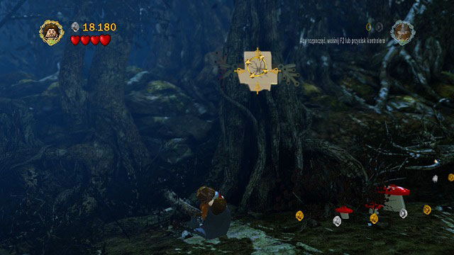 In the first section of the woods, throw Gimli at the cracked brick to receive the Minikit - Track Hobbits - Collectibles - LEGO The Lord of the Rings - Game Guide and Walkthrough