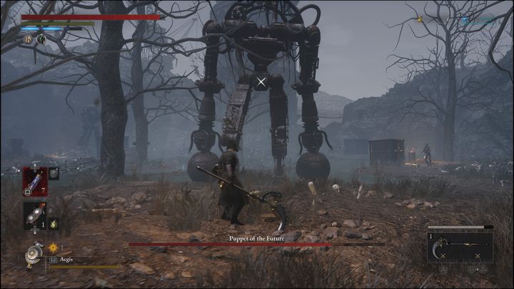 The only new thing here is that there is a tower on the right side of the arena that from time to time, a ballista will fire - Lies of P: How to defeat Puppet of the Future in Barren Swamp? - Sidebars - Lies of P Guide