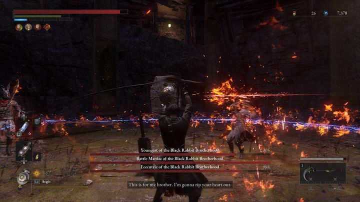 However, if you don't want to switch weapons, consider equiping Flamberge Legion Arm - Volume P: How to Defeat Black Rabbit Brotherhood boss? - Main - Lies of P Guide