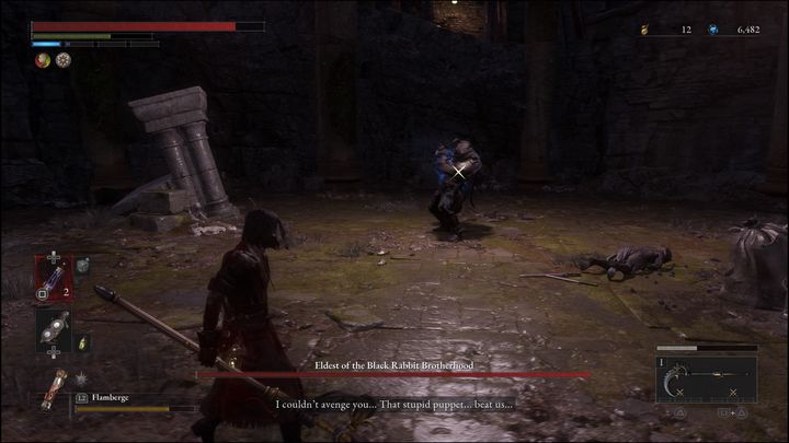 With two of the enemies defeated, The Eldest of the Black Rabbit Brotherhood will emerge from the coffin in the middle of the arena - Volume P: How to Defeat Black Rabbit Brotherhood boss? - Main - Lies of P Guide