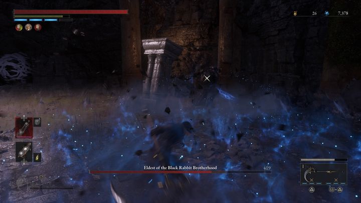 His only new attack is a shockwave which blast quickly flies in your direction - Volume P: How to Defeat Black Rabbit Brotherhood boss? - Main - Lies of P Guide