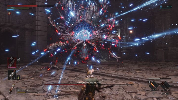 When the boss's health drops to 50% in the second phase, he will try to fire a blue beam - Lies of P: How to defeat the boss Fallen Archbishop Andreus? - Main - Lies of P Guide