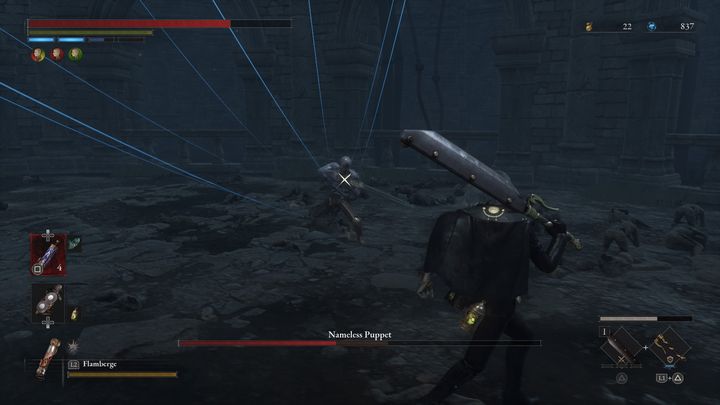 Remember to hit a few times with quick attacks or one charged one after Nameless Puppet finishes its combinations - Lies of P: How to defeat Nameless Puppet boss? - Sidebars - Lies of P Guide