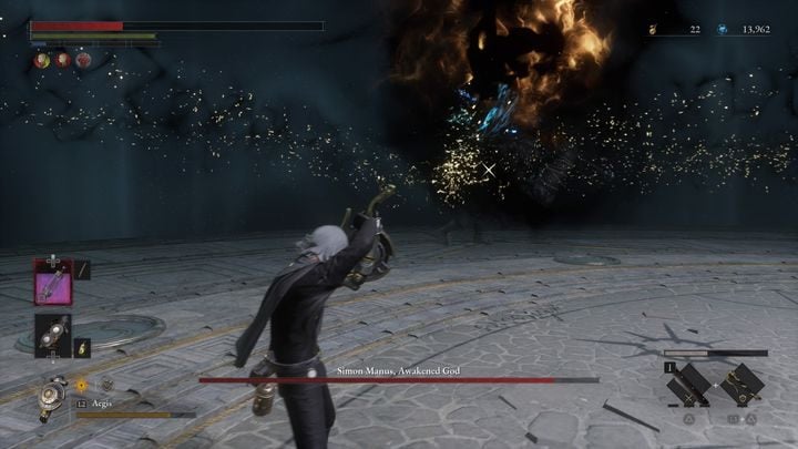 Also watch out for projectiles he fires, as each applies Disruption when struck - Lies of P: How to defeat Simon Manus, Arm of God/Awakened God boss? - Main - Lies of P Guide