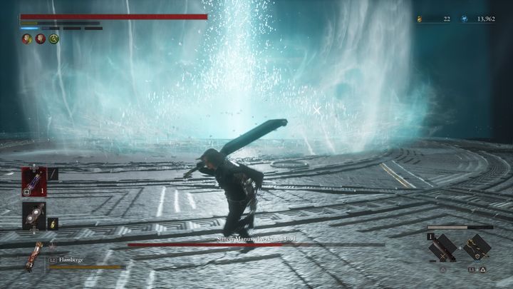 When boss's health falls down to 60%, he will wave his hand and stand idle - Lies of P: How to defeat Simon Manus, Arm of God/Awakened God boss? - Main - Lies of P Guide