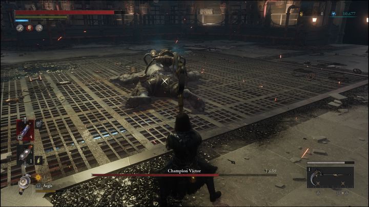 If during the battle you've managed to stun the boss, you can perform a Fatal Attack by approaching the front or the back of the enemy - Lies of P: How to defeat Champion Victor? - Main - Lies of P Guide