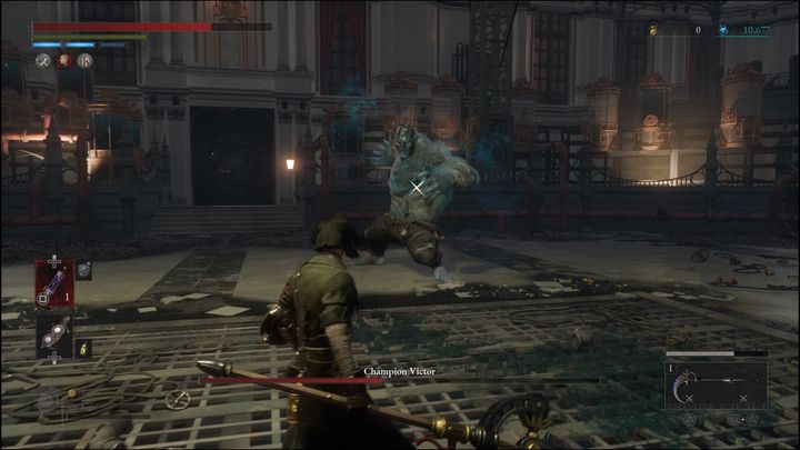 If you're at a distance from the boss, he may try to lunge toward you and land on Pinochio, dealing damage - Lies of P: How to defeat Champion Victor? - Main - Lies of P Guide