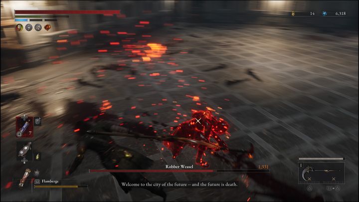 She's human, so you can sneak up on her from behind to perform a fatal attack - Lies of P: How to defeat the Robber Weasel boss? - Sidebars - Lies of P Guide