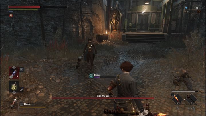 If you're using a weapon that performs quick attacks, you may have trouble breaking her stance, so we recommend a single quick slash or charged attack - Lies of P: How to defeat The Atoned boss? - Sidebars - Lies of P Guide