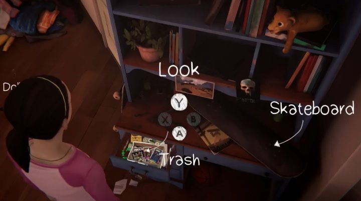 The drawer under the bookcase near the door contains cards with various band members - Chapter 1 - Farewell Episode Walkthrough - Bonus episode - Farewell - Life Is Strange: Before the Storm Game Guide