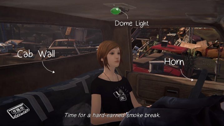 Place the wiper on the floor, the flag on the seat and screw the light into the slot for the upper lamp - Chapter 2 Life Is Strange: Before the Storm Episode 2 Brave New World - Episode 2 - Brave New World - Life Is Strange: Before the Storm Game Guide