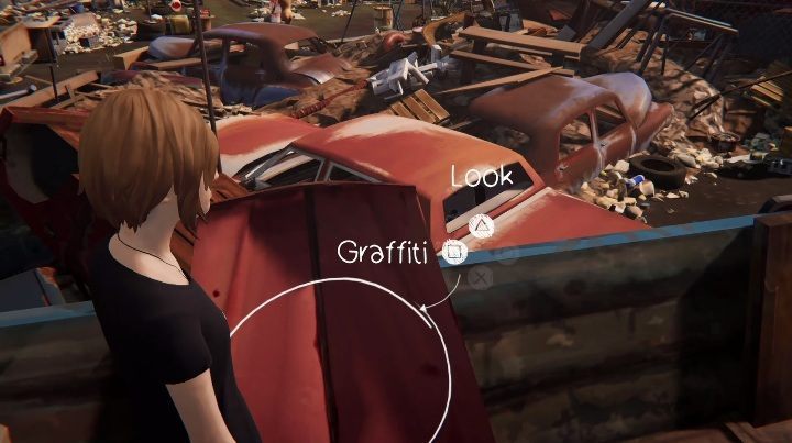 The second graffiti can be painted on the boat on the junkyard - Graffiti Life Is Strange: Before the Storm Episode 2 Brave New World - Episode 2 - Brave New World - Life Is Strange: Before the Storm Game Guide
